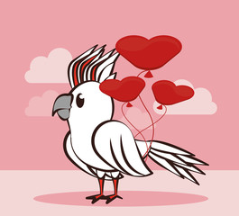 happy valentines day card with cute parrot