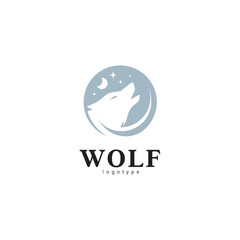 Wolf logo sky moon and stars