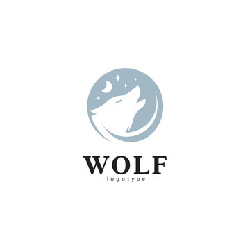 Wolf logo sky moon and stars