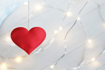 Romantic red heart with bokeh soft light