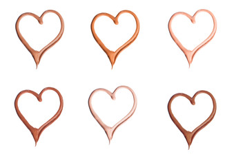 Heart shaped foundation on a white background. Perfect tone. Cosmetic product. Hue cream