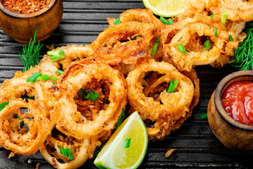 Crispy fried squid rings