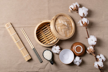 Fototapeta na wymiar Traditional asian kitchen utensils