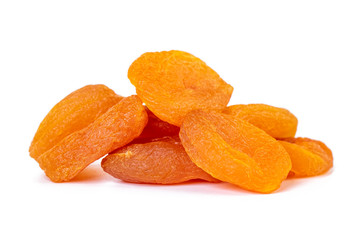 Dried apricots isolated on white background. Healthy food.