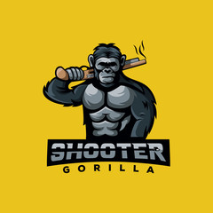 awesome gorilla shooter mascot logo for player gaming
