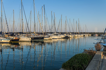 Fototapeta na wymiar Luxury sailing yachts in port