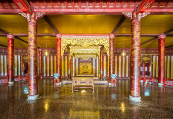 Fototapeta na wymiar Throne room at Imperial Palace, Hue, Vietnam, Asia