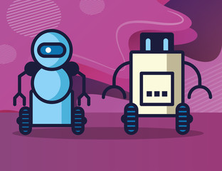 couple of robots technology icons