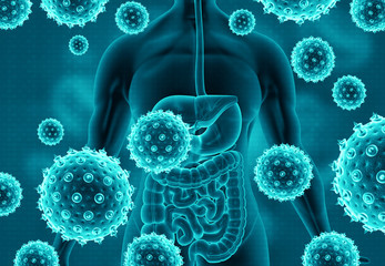 Virus attacking human body. 3d illustration .
