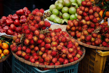 Rambutan at Asian fruit market 