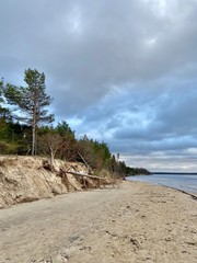 Fototapeta na wymiar Baltic Sea autumn coast beach Bolderaja Riga Latvia