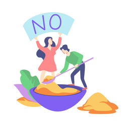 Peaceful protest or hunger strike, voluntary food refuse