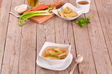 Maultaschen - swabian filled pasta ( ravioli ).