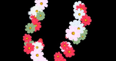 colorful flower freme with black background