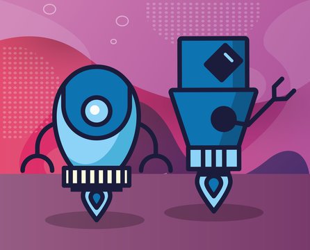 couple of robots technology icons