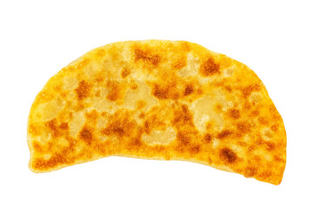 Fried pie with meat filling. Isolated on a white background