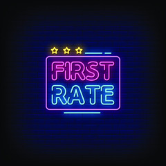 First Rate Neon Signs Style Text Vector