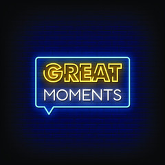 Great Moments Neon Signs Style Text Vector