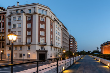 Luxurious apartment buildings in the Jeronimos district of Madrid in front of Prado Museum