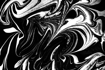 Black and white fluid painting abstract texture, art technique.