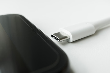 USB type c and black smartphone