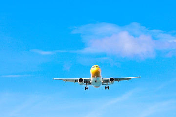 airplane in the blue sky