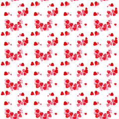 Watercolor illustration of a flower from hearts on Valentine's day. Seamless pattern isolated on white background