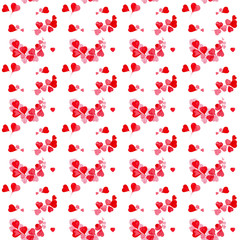 Watercolor illustration of a flower from hearts on Valentine's day. Seamless pattern isolated on white background
