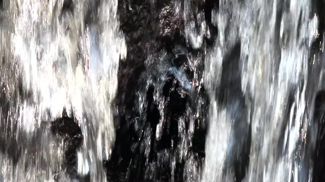 Closeup shot of the brook, cascade with sounds. 4K