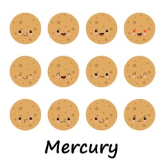 Obraz premium Cartoon Illustration Mercury Emotion. Vector Solar System object