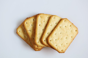 cracker snack in bakery time on white background