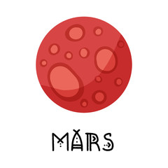 Stylized planet Mars isolated cartoon vector image. Astronomic logo image. Media glyph icon