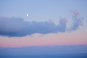 Beautiful sunset in the mountains of Crimea, red and yellow clouds