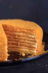 cake in a cut on a dark background