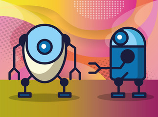 couple of robots technology icons