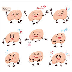 Set of cartoon brain characters