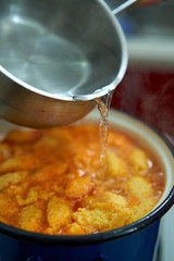 Cooking a soup with dumplings