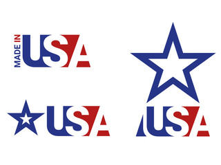 Made in the USA logo, labels and badges vector set on transparent background