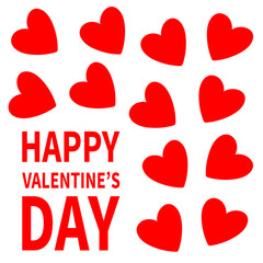 Red heart set. Happy Valentines day sign symbol. Cute graphic object. Flat design style. Love greeting card. Isolated. White background.