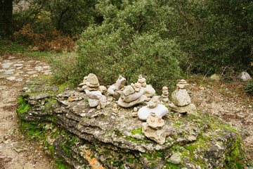 Meteora, Greece - Dec 19, 2019: Hiking path at Meteora,Greece
