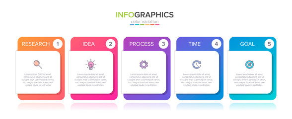Infographic design with icons and 5 options or steps. Thin line vector. Infographics business concept. Can be used for info graphics, flow charts, presentations, web sites, banners, printed materials.