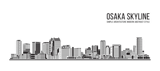 Naklejka premium Cityscape Building Prosta architektura nowoczesna abstrakcyjna sztuka w stylu Ilustracja wektorowa projekt - miasto Jokohama