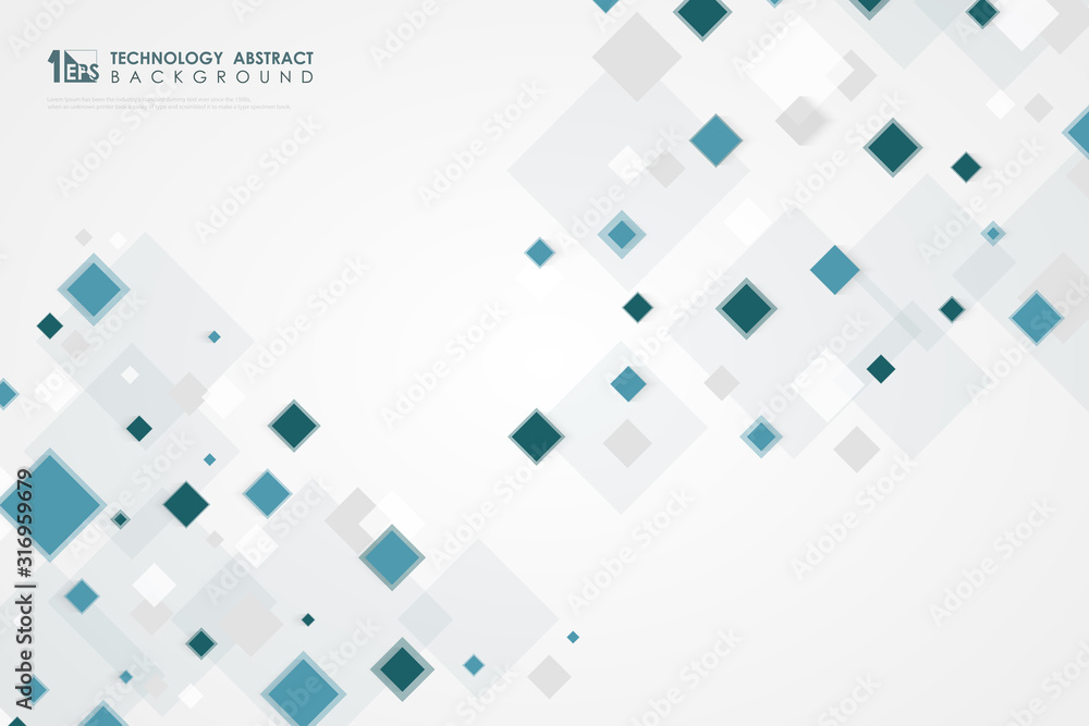Aufkleber abstract square blue pattern design of high technology dimension background. illustration vector eps