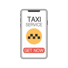 mobile phone with the application on the screen. Taxi service application on a smartphone to order services. eps10