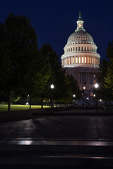 View on Capitol dome in Washington DC during night