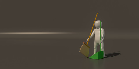 3d illustrator, 3d rendering of the white charecter of maid.
