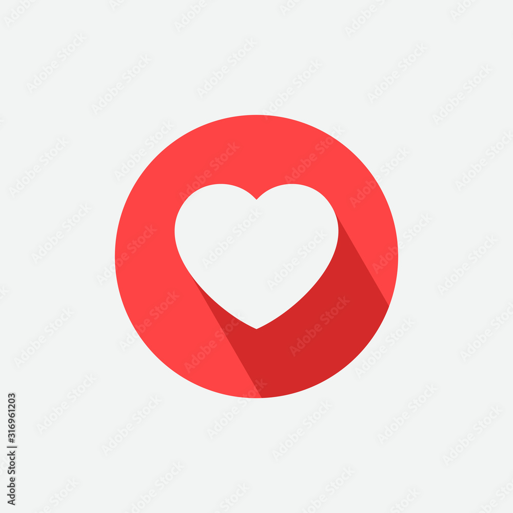 Poster heart icon with shadow isolated on white background. flat vector icon design template element