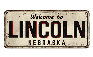 Welcome to Lincoln vintage rusty metal sign