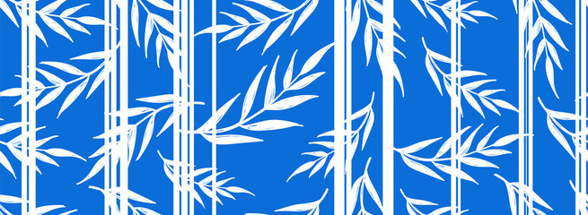 Minimal line grid white leaves and branches modern style stripes lapis blue. Design for fashion, background, wallpaper, fabric, wrapping and all graphic types on classic blue background color.