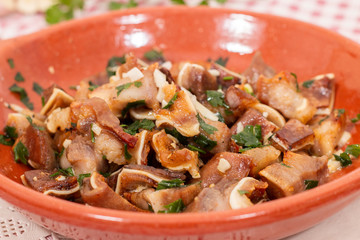 roasted pig ear with garlic and olive oil